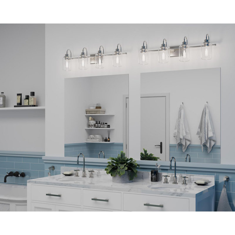 Éclairage pour meuble-lavabo à intensité variable à 4 lumières, Nickel brossé, 4