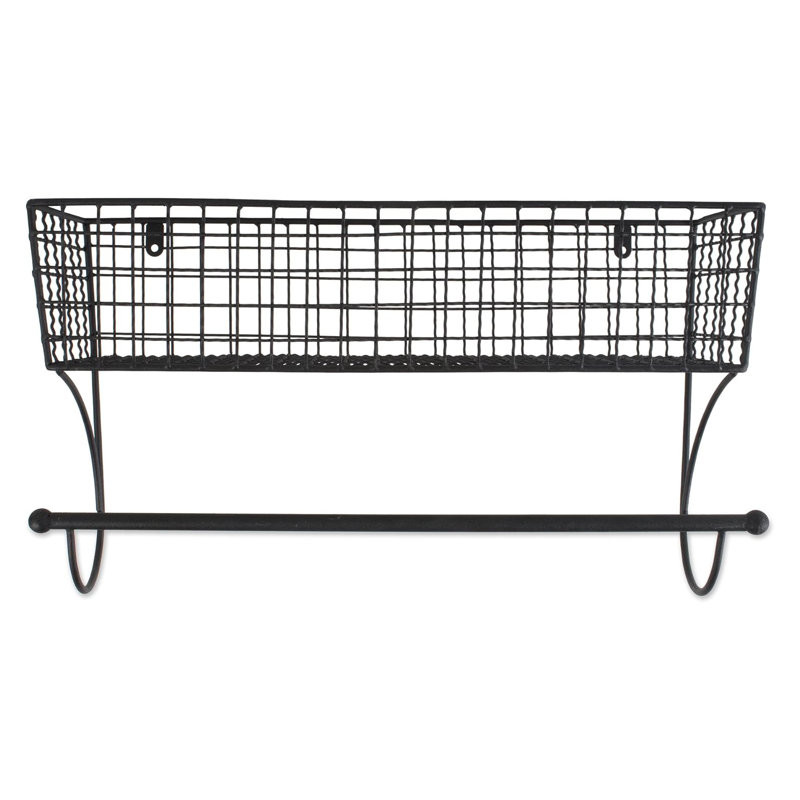 Porte-serviettes mural Kylertown, Noir mat, H 10 po x L 17 po x l 5,5 po