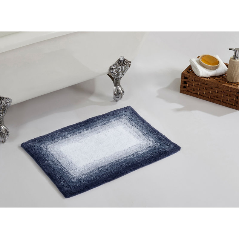 Orme 100% Cotton Tufted Bath Rug with Non-Slip Backing, Machine Washable, Ultra Soft & Absorbent Bath Mat for Shower, Bathtub, Sink & Vanity Areas, 17" x 24" Rectangle, Gray