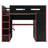 Full-Size Loft Bed with Desk, Wardrobe, Storage & RGB Light for Gamers, Red-1517454642