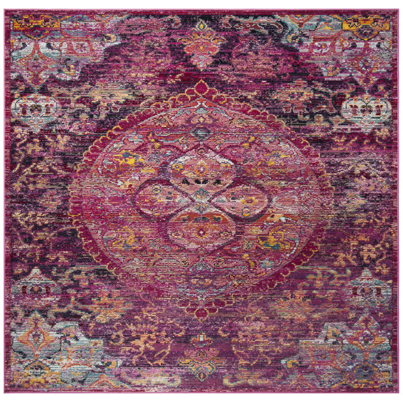 Tapis oriental fuchsia / mauve, Carré 7 pi