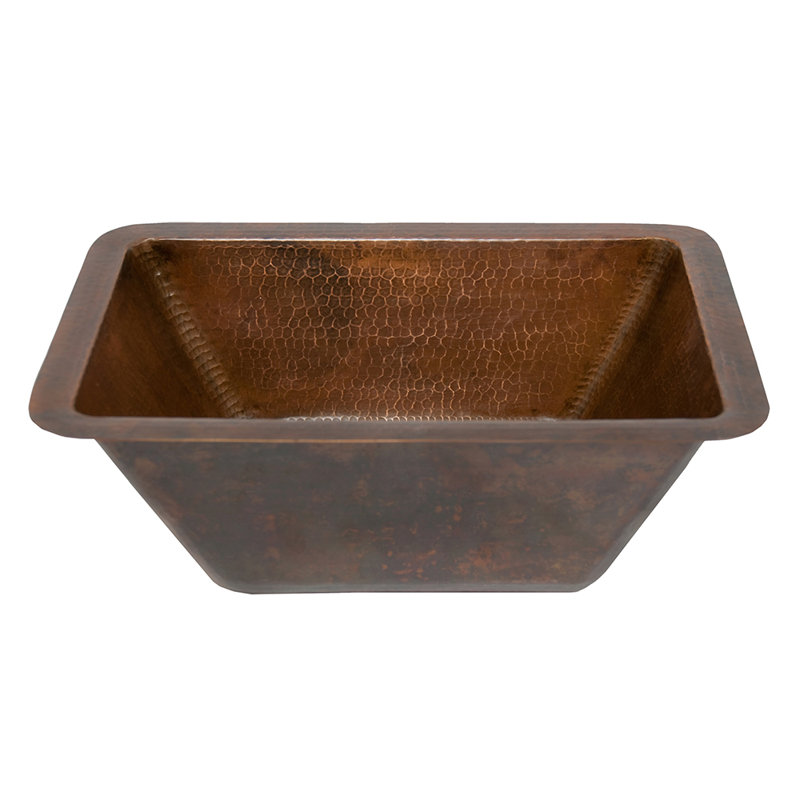 Lavabo de salle de bain rectangulaire 17 "en cuivre martelé