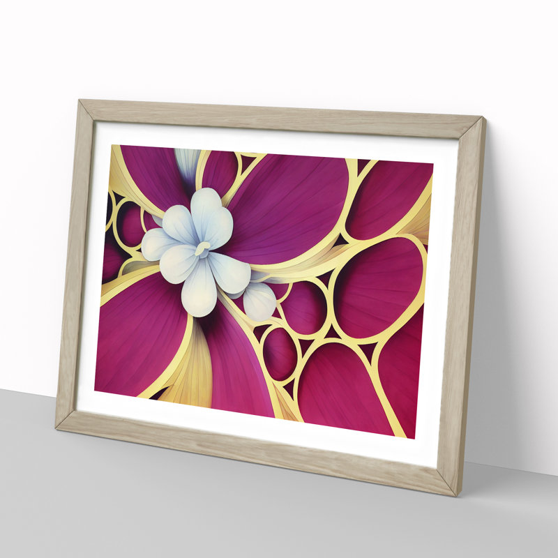 Sublime Modern Flower Art 1 Piece Single Picture Frame Wall Art, 34cm H x 46cm W x 2cm D, Oak Framed