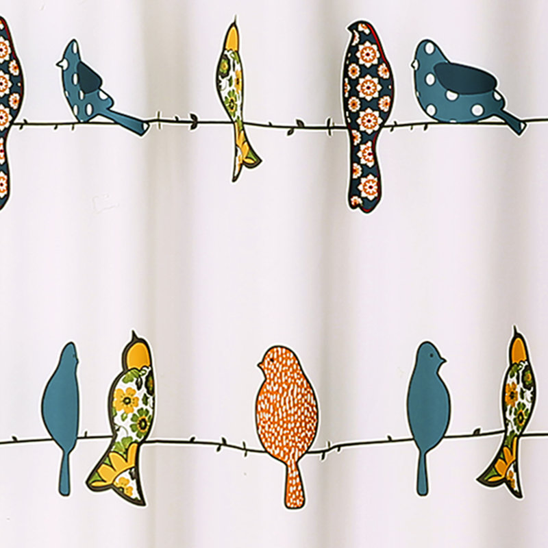 Recio Polyester Shower Curtain, Blue/Yellow