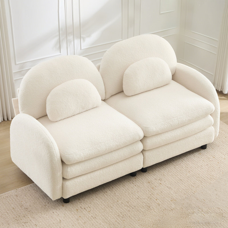 Canapé rembourré Cloud, causeuse modulaire, tissu en peluche, Beige