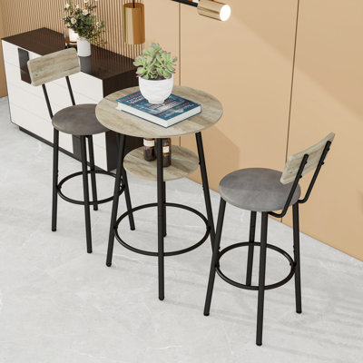 Ensemble de tabourets de bar ronds avec tablette et tabourets rembourrés