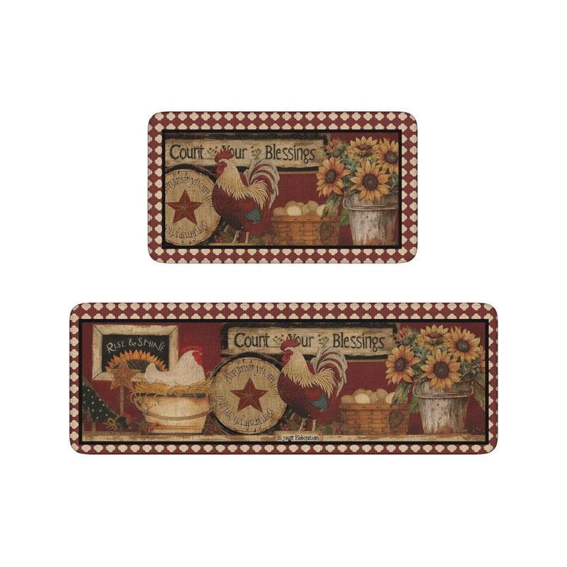 Ensemble de 2 tapis de cuisine Red Rooster