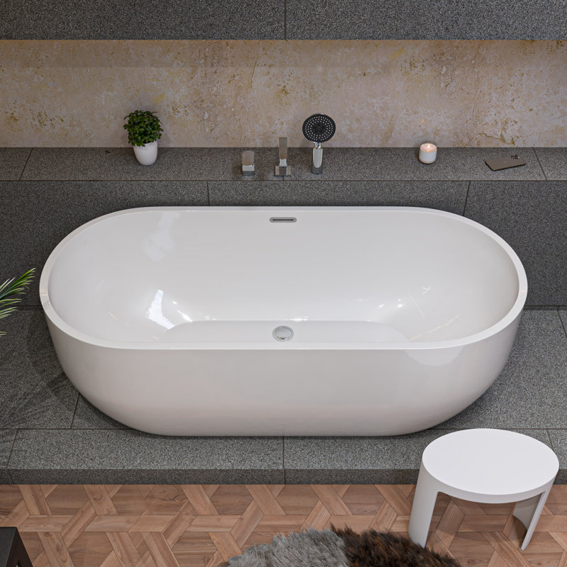 66.88'' x 29.5'' Freestanding Soaking Acrylic Bathtub