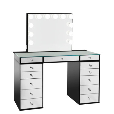 Ensemble de table miroir Slaystation Plus 2.0 avec miroir Hollywood Glow Lite Plus et ensemble de 5 tiroirs