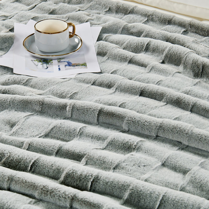 Biscoe Knitted Throw Blanket, Gray, 60"W x 70"L