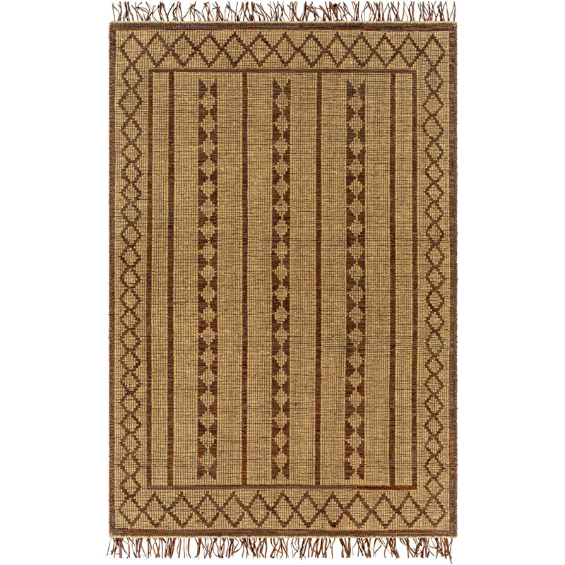 Tapis brun clair / brun foncé / gris anthracite tissé à plat à la main Salvo, Rectangle 5 pi x 7 pi 6 po
