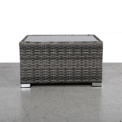 Oversized Mixed Grey Slatted Aluminum Top Side Table - Ideal For Outdoor Writing Functional Flower Display