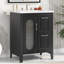 Meuble-lavabo 24 po avec lavabo, meuble-lavabo avec deux tiroirs et porte, tablette réglable, bois massif et panneau de fibres à densité moyenne, noir-121294473