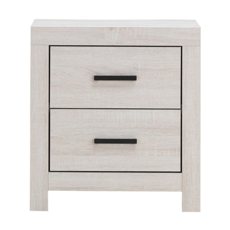 Table de chevet 2 tiroirs Dossantos, Blanc