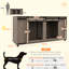 Meuble de 71 po avec table de bout en noyer 71 po avec cloison amovible pour 2 petits chiens / 1 grand chien, caisse avec tablettes de rangement et différentes tailles