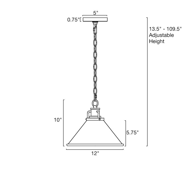 Luminaire suspendu conique à 1 lumière Ansted