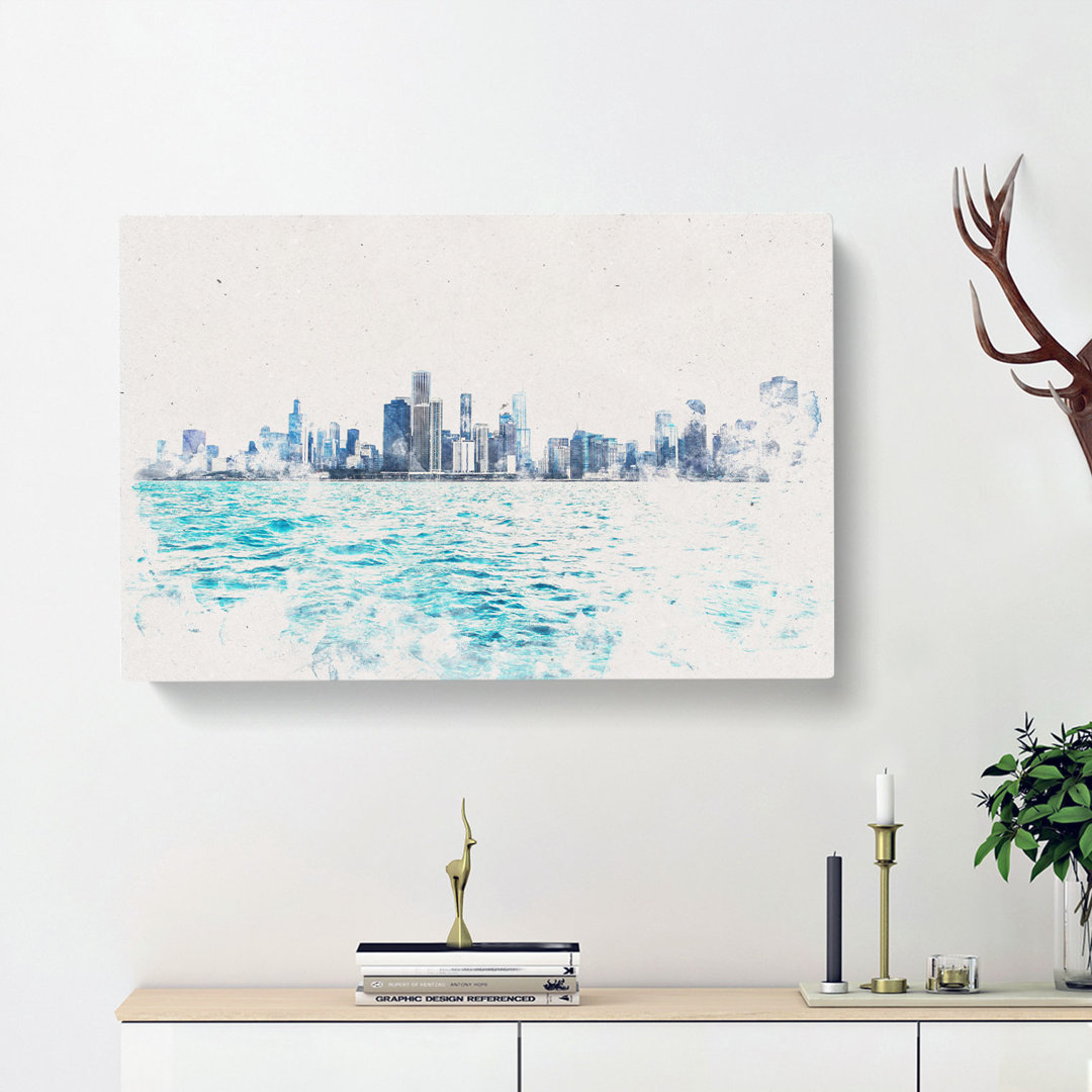 Cloudy Day In Chicago Illinois - Wrapped Canvas