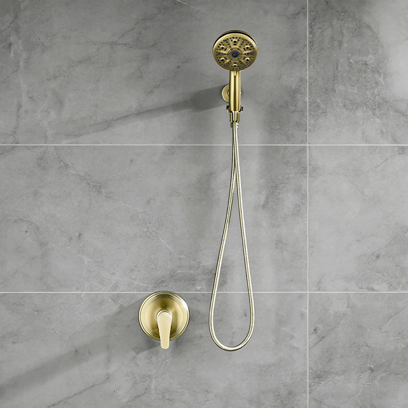 Removable 10-spray Shower Head With Rough In-valve Brushed Gold, Brushed Gold