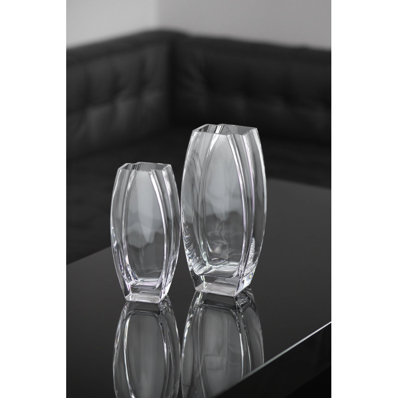 Glass - Vase - Clear  - 12.6" Height - Heavy Durable  - Made in Europe - by Barski, 12.6" H x 4" W x 3.25" D, Clear