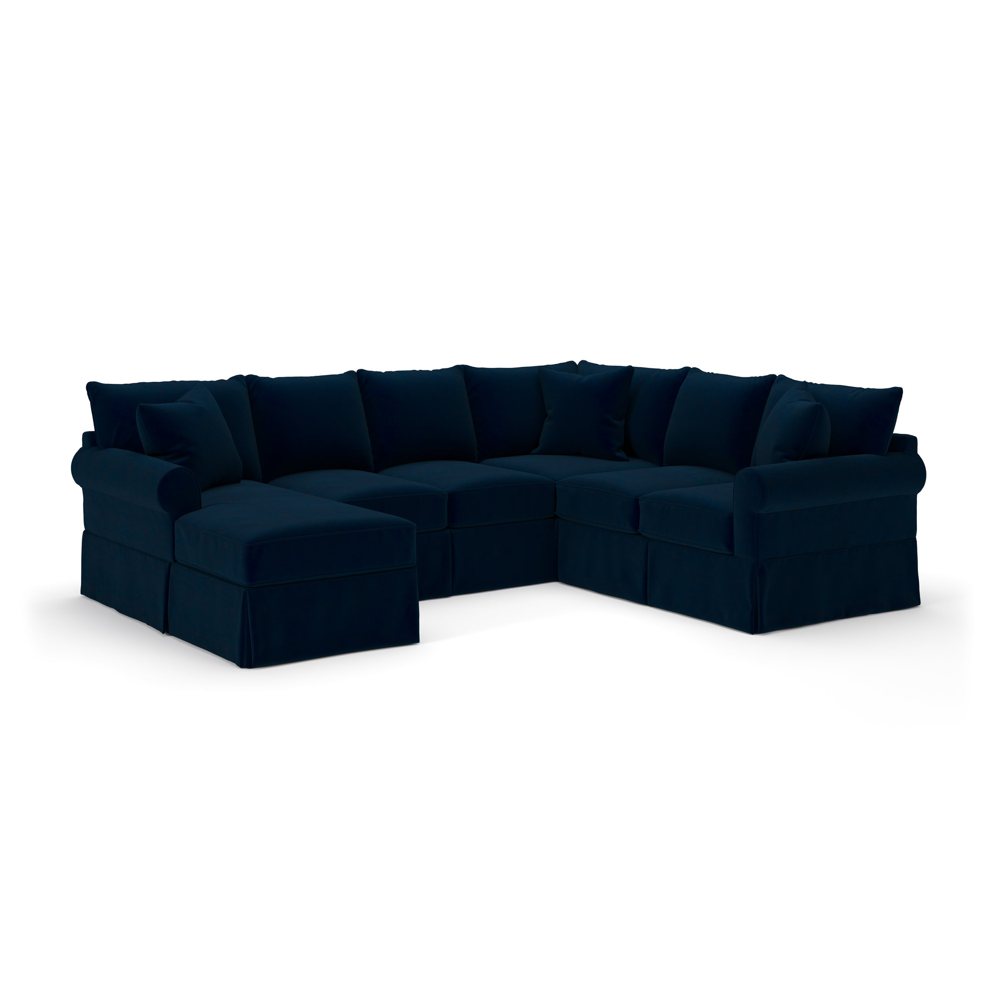 Amari Upholstered U-Sectional, Bella Ink Blue Performance Velvet, Left Hand Facing