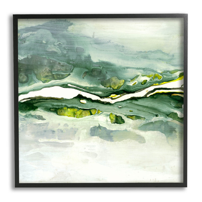 Art abstrait de giclée à forme abstraite verte par Ruth Fromstein, Giclée encadrée noir minuit, H 12 po x l 12 po x P 1,5 po