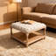 Grandes tables basses carrées de 33 pouces avec repose-pieds carré pour le salon, repose-pieds capitonné en lin avec tablette de rangement et pieds solides pour le bureau