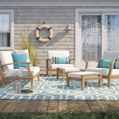 Ensemble de patio extérieur en teck 5 pièces Pier