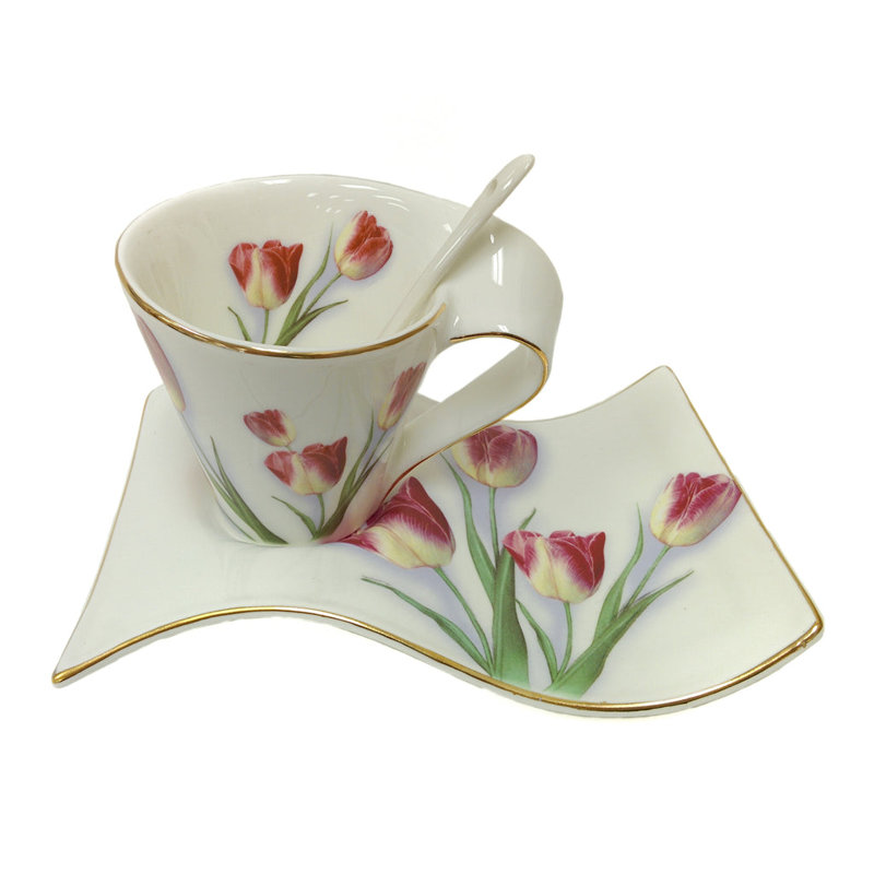 Tulipe - cuillère, tasse et soucoupe