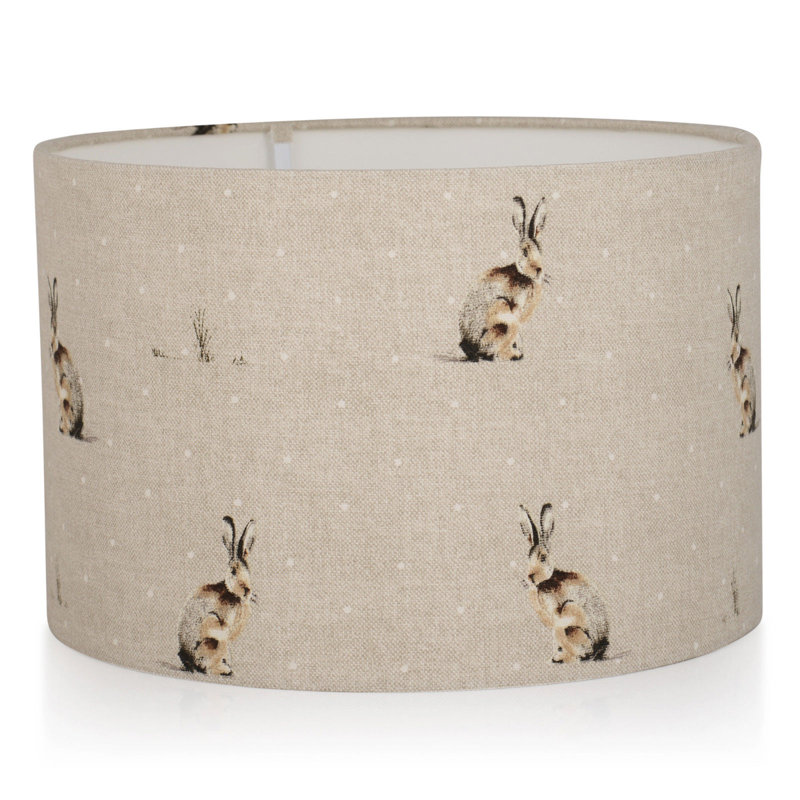 Cotton Drum Lamp Shade ( Screw On ) in Grey, 17.5cm H x 25cm W x 25cm D