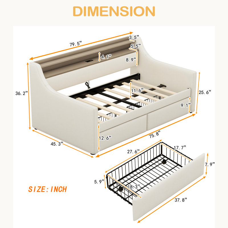 Twin Size Daybed With Storage Drawers