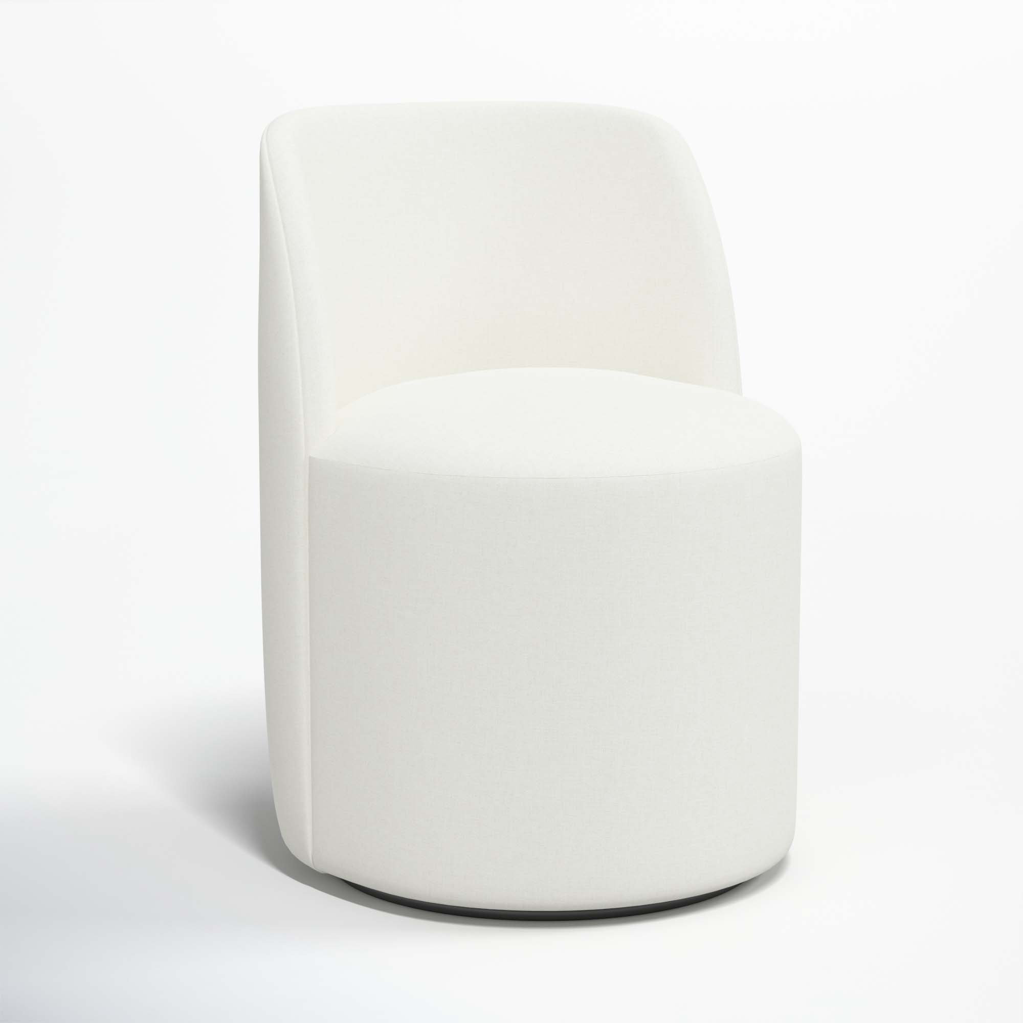 Begonia Swivel Dining Chair, Zuma White Textured Linen