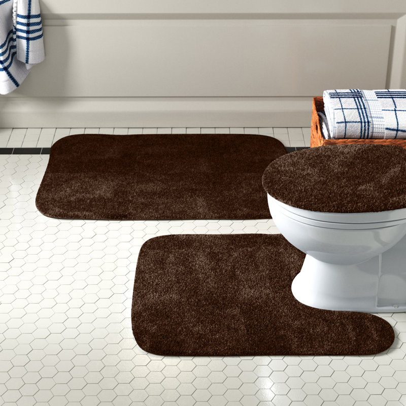 Ensemble de tapis pour salle de bain très doux de trois articles avec envers antidérapant Mccluney, Chocolat