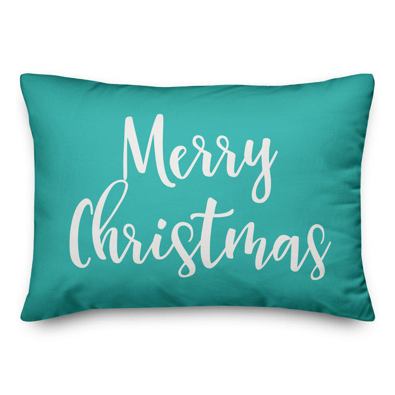  Housse de coussin et insert Merry Christmas, Bleu sarcelle