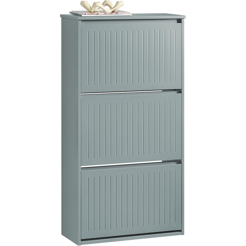 Shoe Storage Cabinet, Grey/Brown/Blue, 3