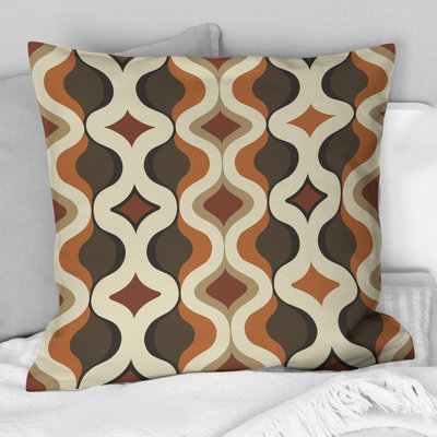 Coussin Brown Trellis Prints I - Mid-Century