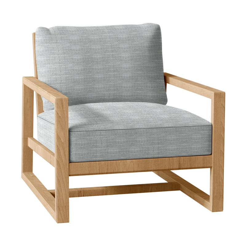Avondale Patio Lounge Chair with Cushions, Natural Teak, Rollo Silver, Welt + Standard fill
