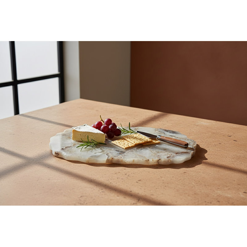 Plateau en agate blanche Amalia, H 0,5 po x l 10 po x L 15 po
