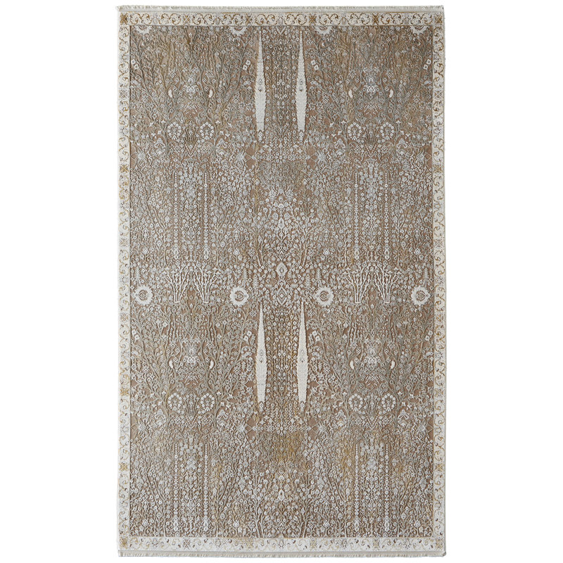 Tapis ivoire et floral traditionnel Cadiz, Rectangle 7 pi 9 po x 11 pi