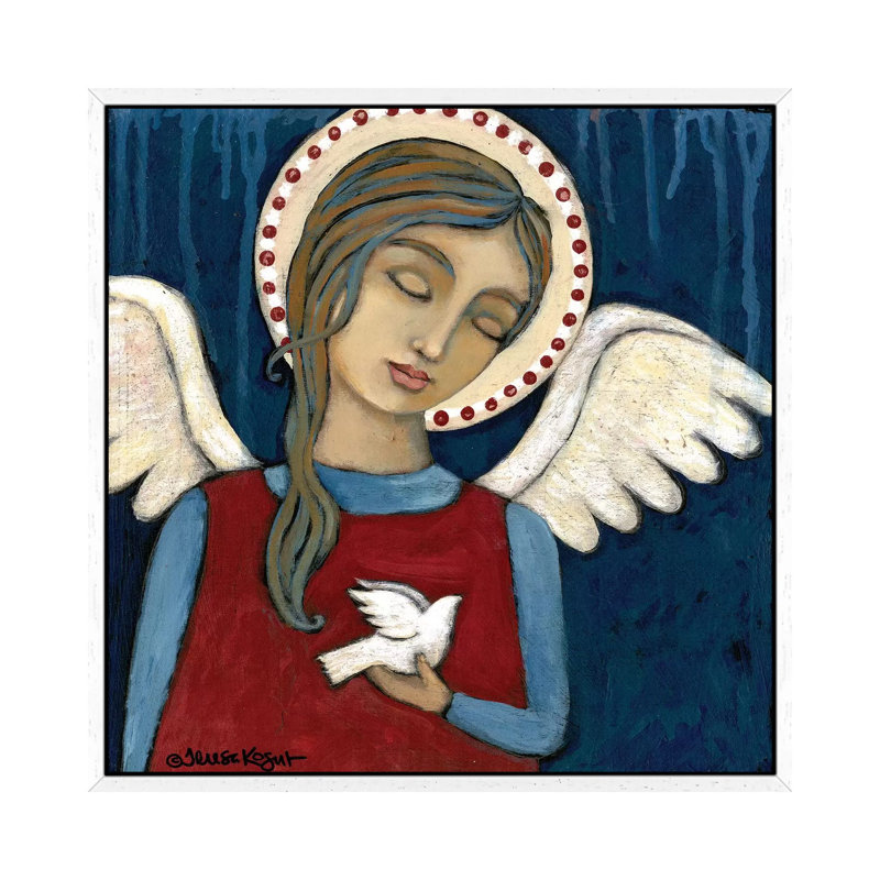 Symbol Of Peace by Teresa Kogut - Painting on Canvas, White Framed, 93.98 cm H x 93.98 cm W