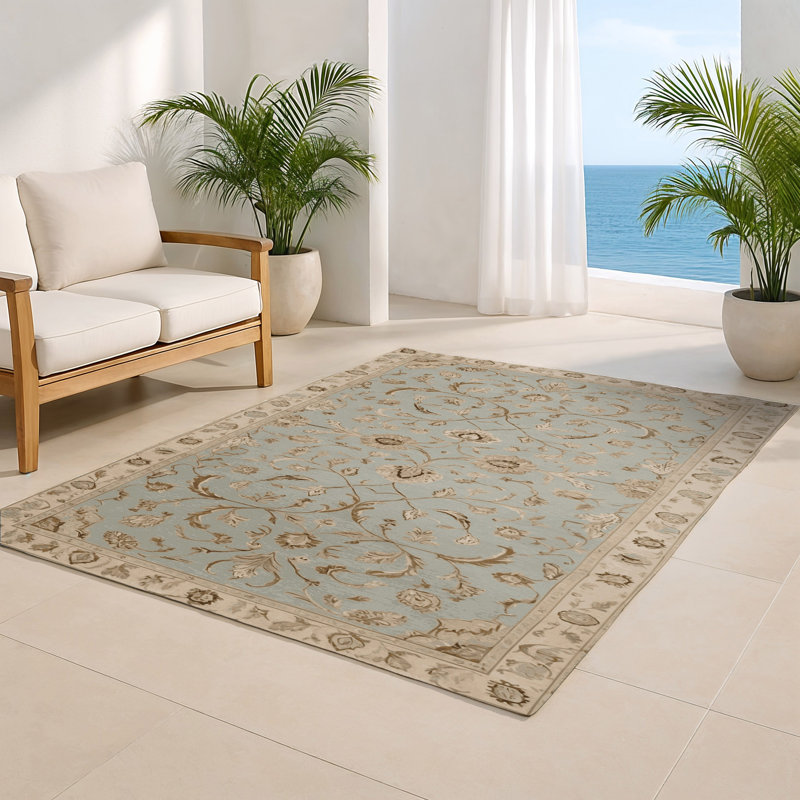 Tabriz Beige Indoor and Outdoor Area Rug, Rectangle 2' x 3'