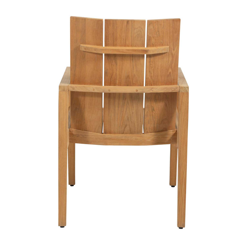Ashland Patio Dining Armchair with Cushions, Rollo Lace InsideOut® Linen, Welt, Natural Teak