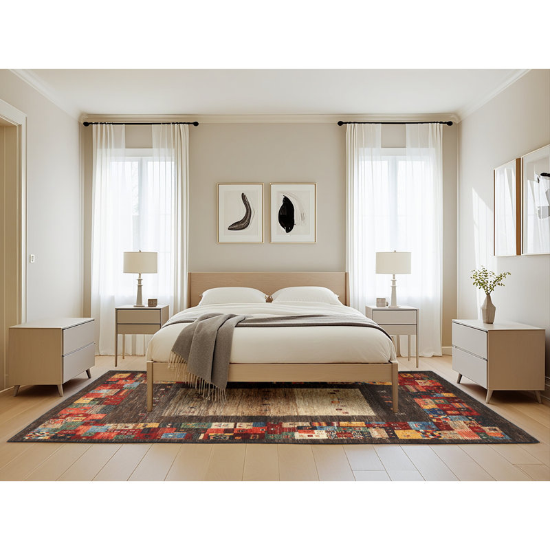 Tapis tissé à la machine en rouge, Rectangle 3 pi x 5 pi