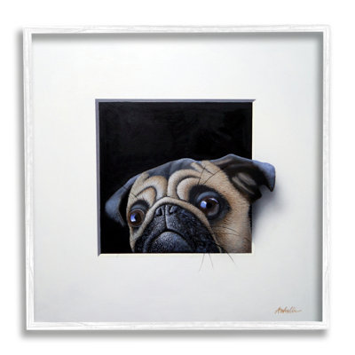 «Pug Peeking Illusion Optique Carré», ensemble de giclées d'art texturé par Alan Weston