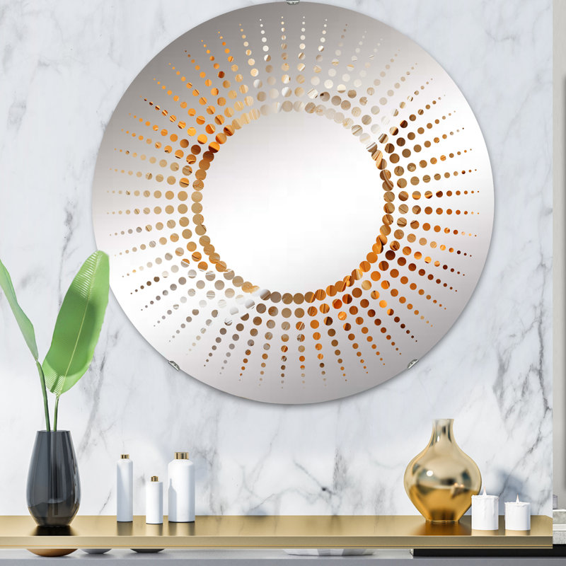 Doré et beige Soft Wave Paint II - miroir décoratif Starburst MIR109507 C, 31,4 po x 31,4 po