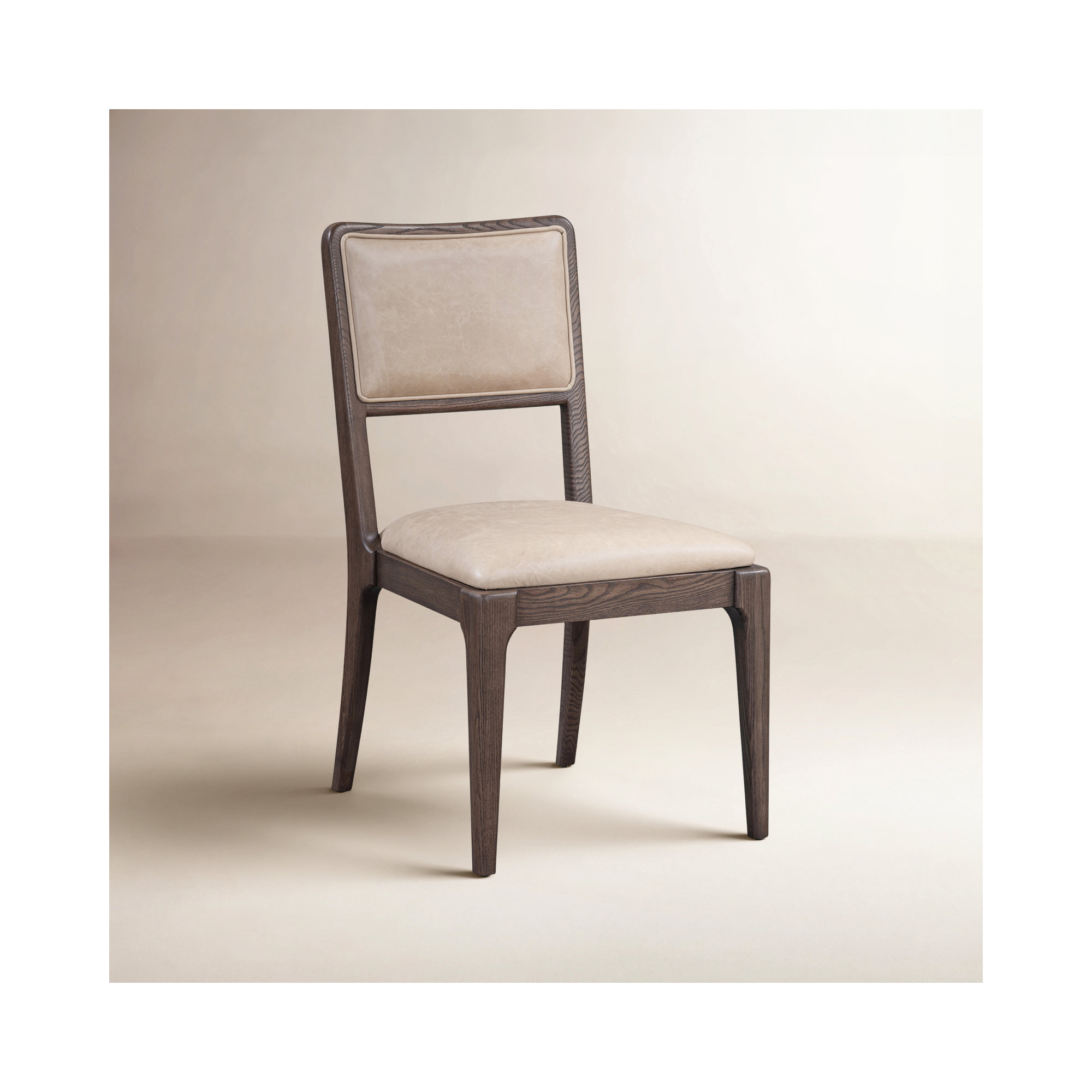 Bigelow Genuine Leather Side Chair, Beige