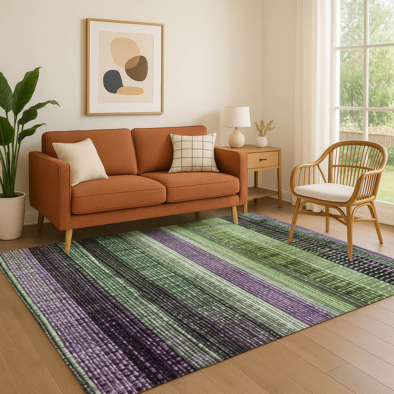 Tapis à rayures Premium lavable à la machine AMF1873, Rectangle 10 pi x 14 pi