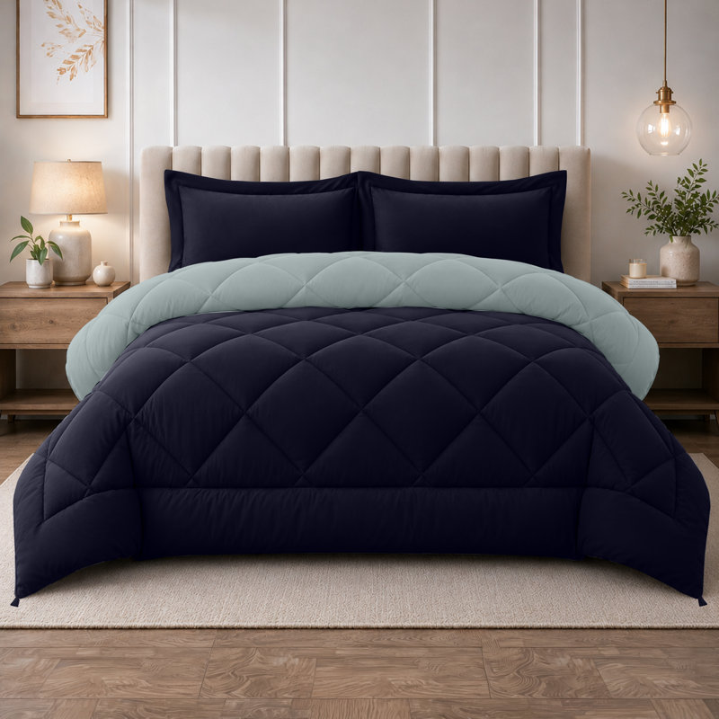 Ensemble d'édredon réversible en duvet synthétique microfibre en duvet synthétique 3 pièces toutes saisons avec taies décoratives