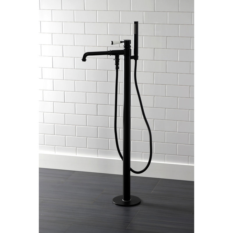 Robinet de baignoire autoportant à 1 trou avec douche à main Kingston Brass Paris, Noir mat