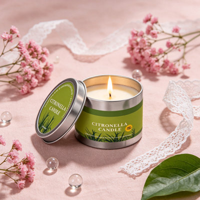 Scented Candle Tin Citronella Scented Candle Tin Portable Aromatherapy Candle For Outdoor Patio Garden Romantic Dinner Home  Decor 6x6x4.5cm