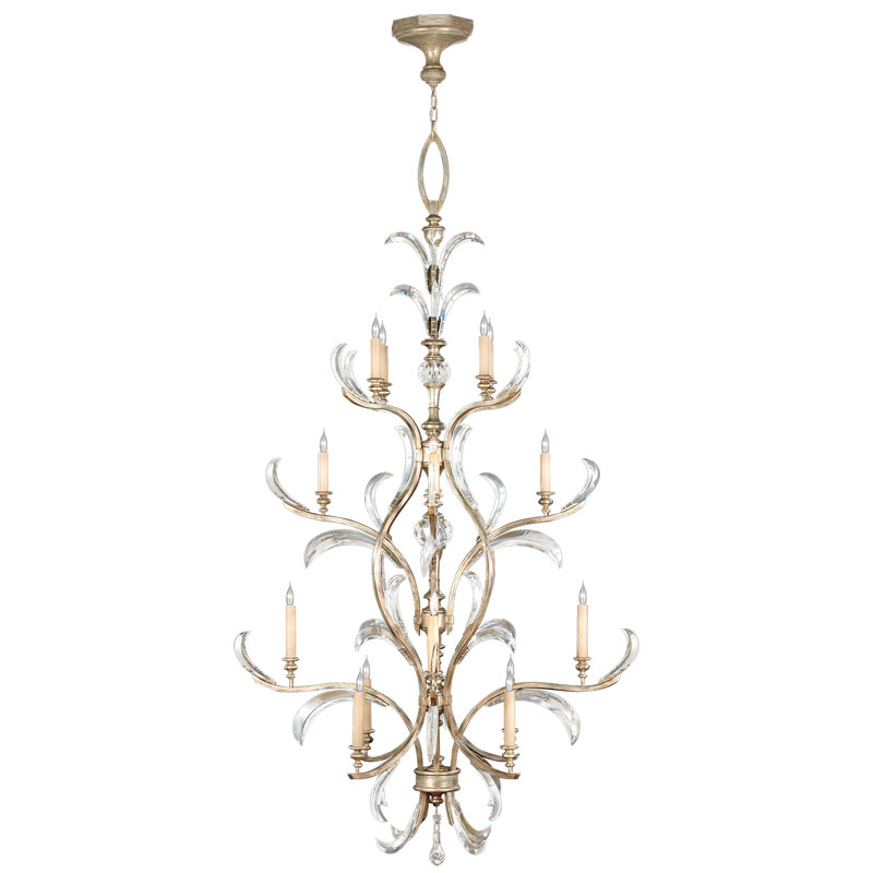 Beveled Arcs 16 - Light Chandelier, Silver